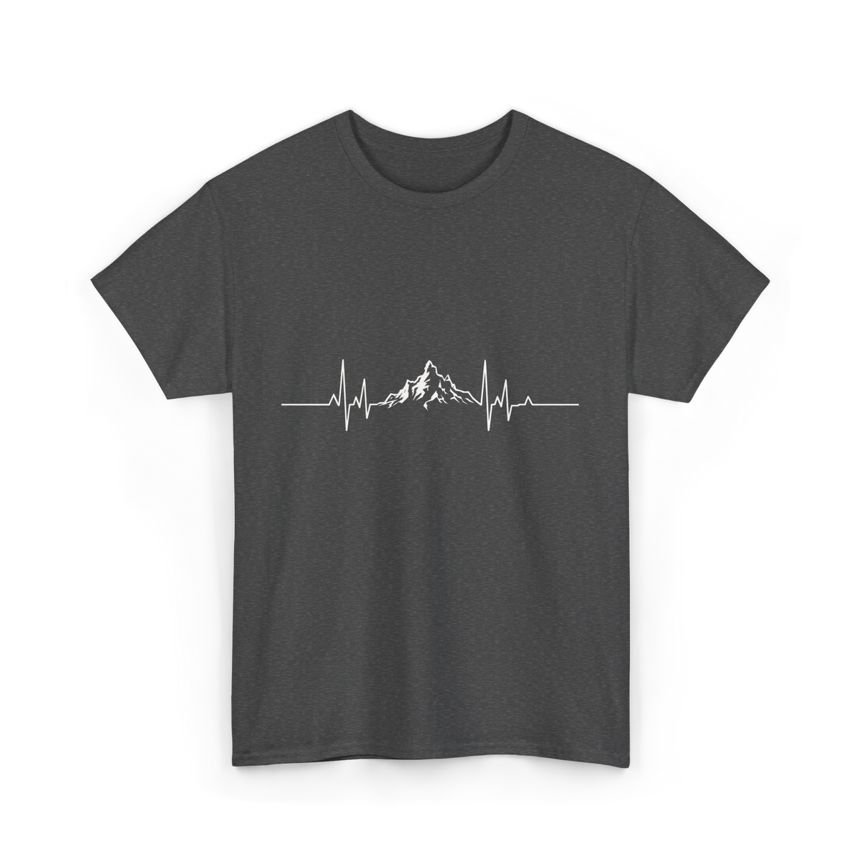 Mountains Heartbeat Hiking Adventure T-Shirt - Dark Heather