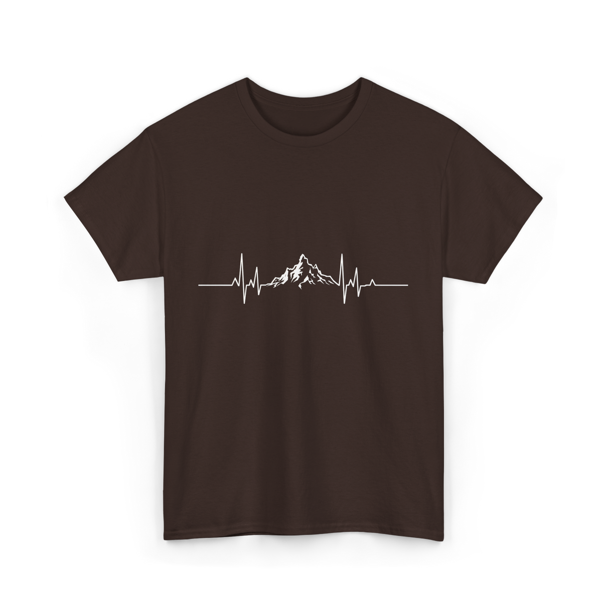 Mountains Heartbeat Hiking Adventure T-Shirt - Dark Chocolate