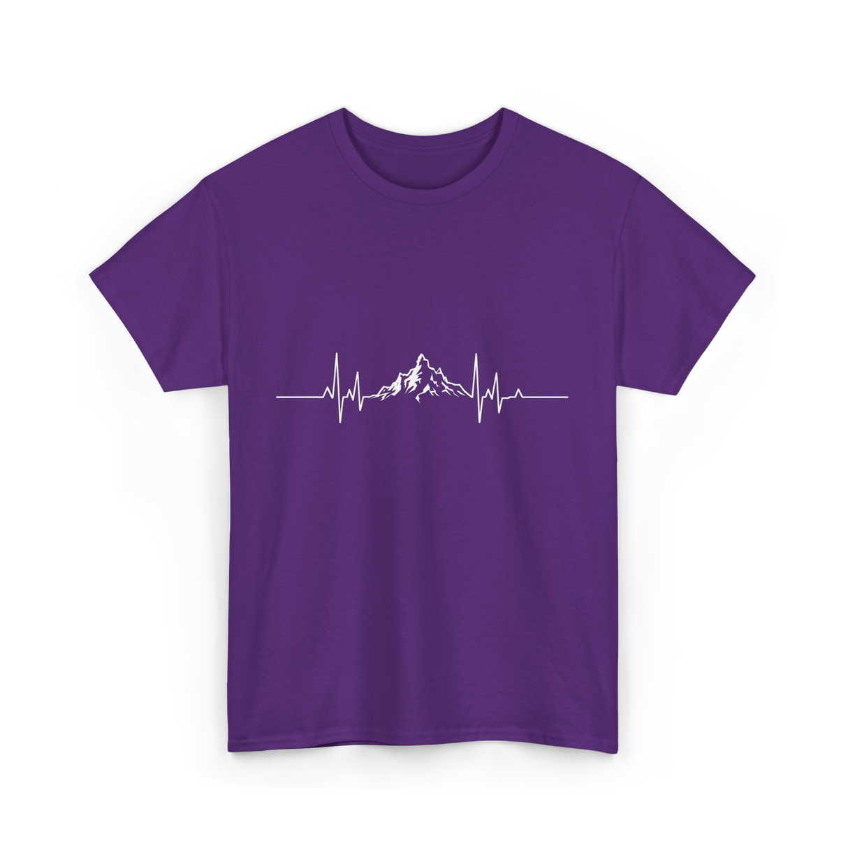 Mountains Heartbeat Hiking Adventure T-Shirt - Purple