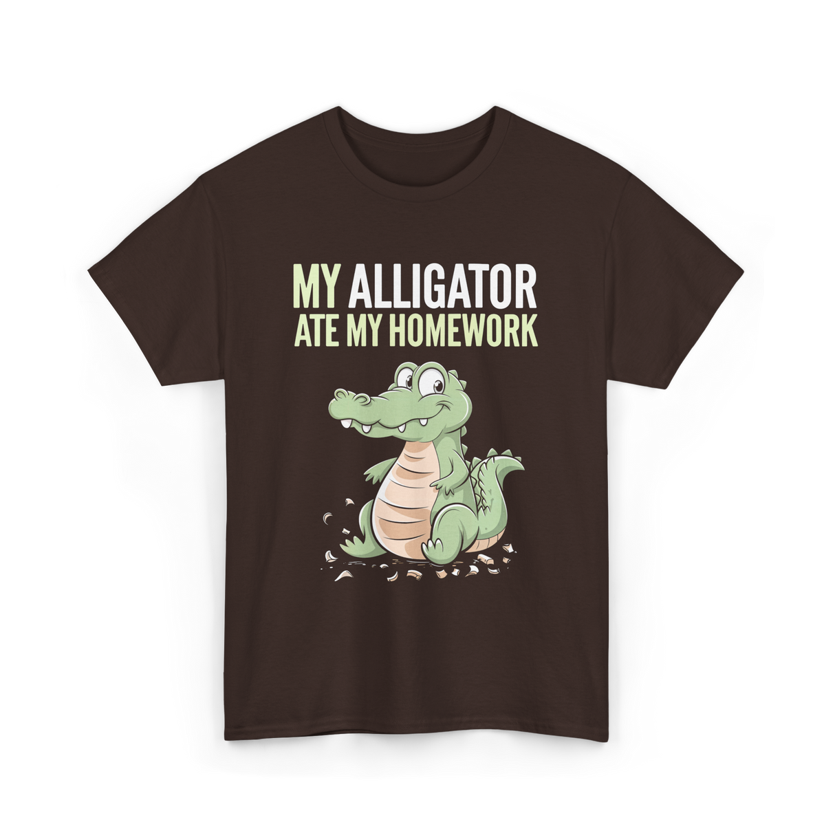 My Alligator Ate Homework Alligator T-Shirt - Dark Chocolate
