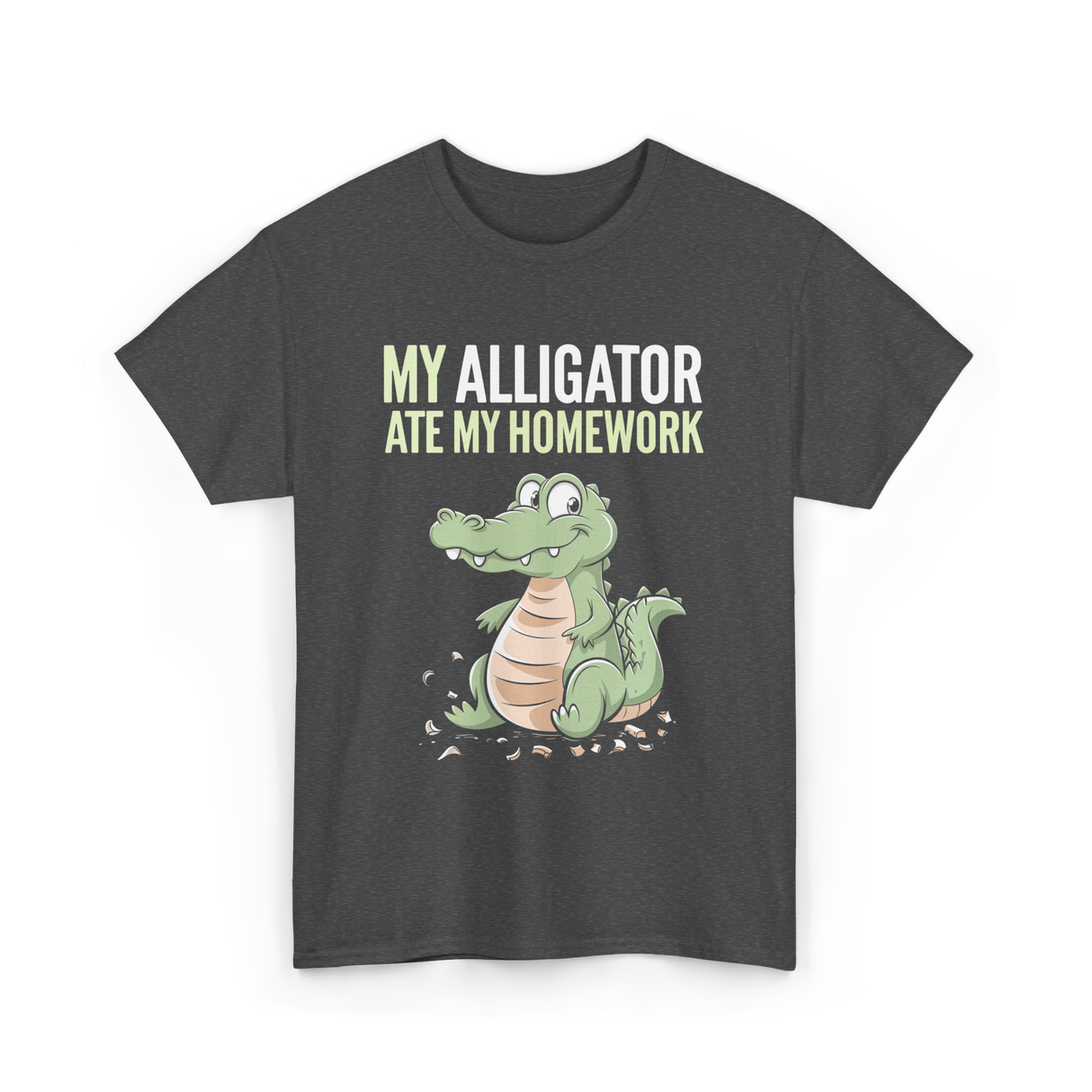 My Alligator Ate Homework Alligator T-Shirt - Dark Heather