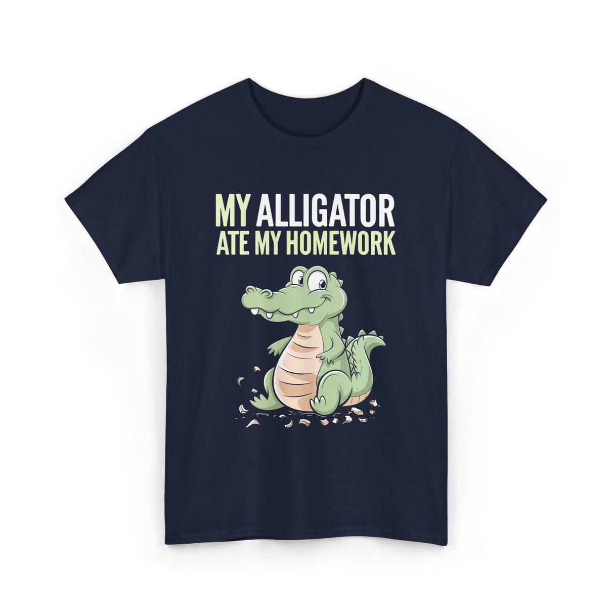 My Alligator Ate Homework Alligator T-Shirt - Navy