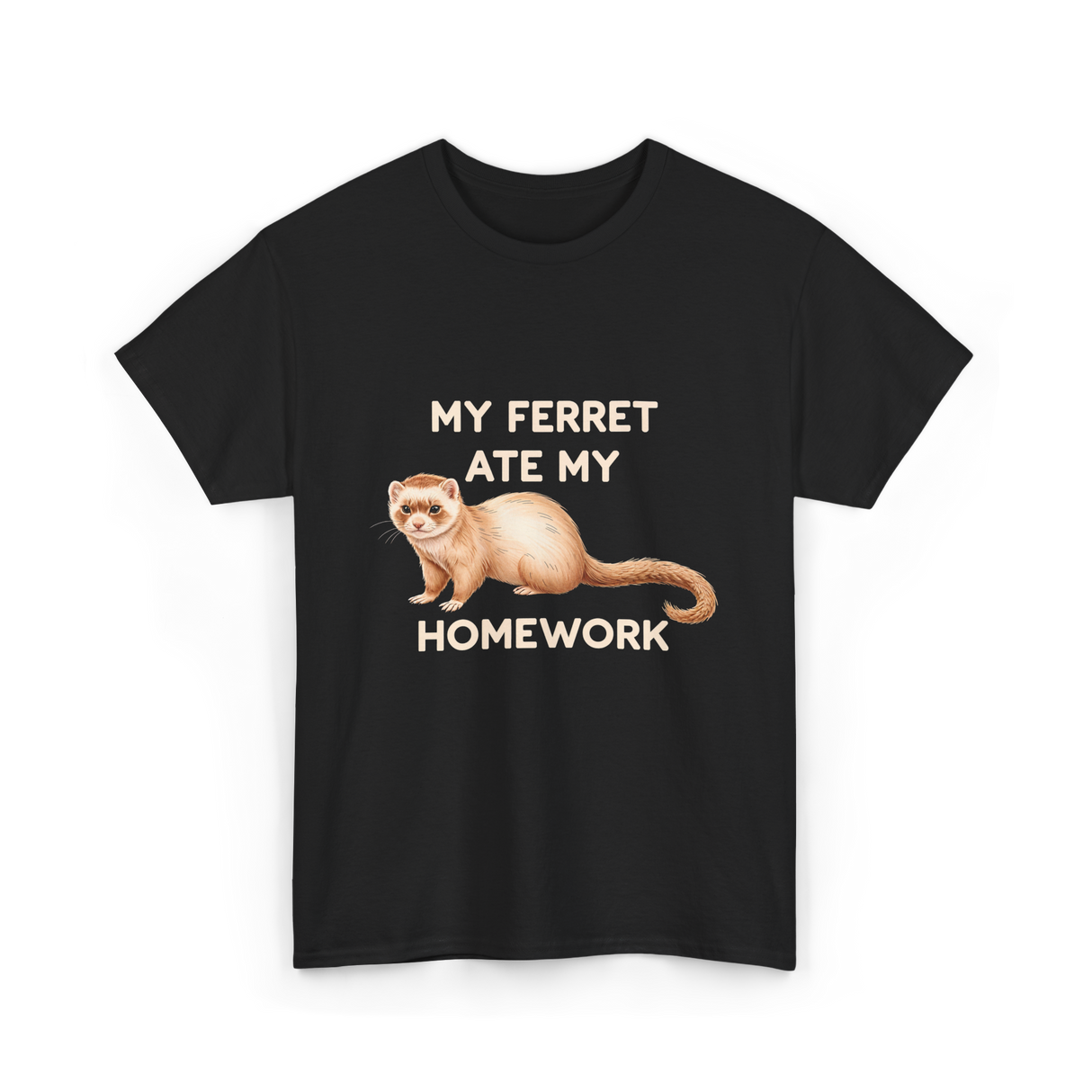 My Ferret Ate My Homework Ferret T-Shirt - Black