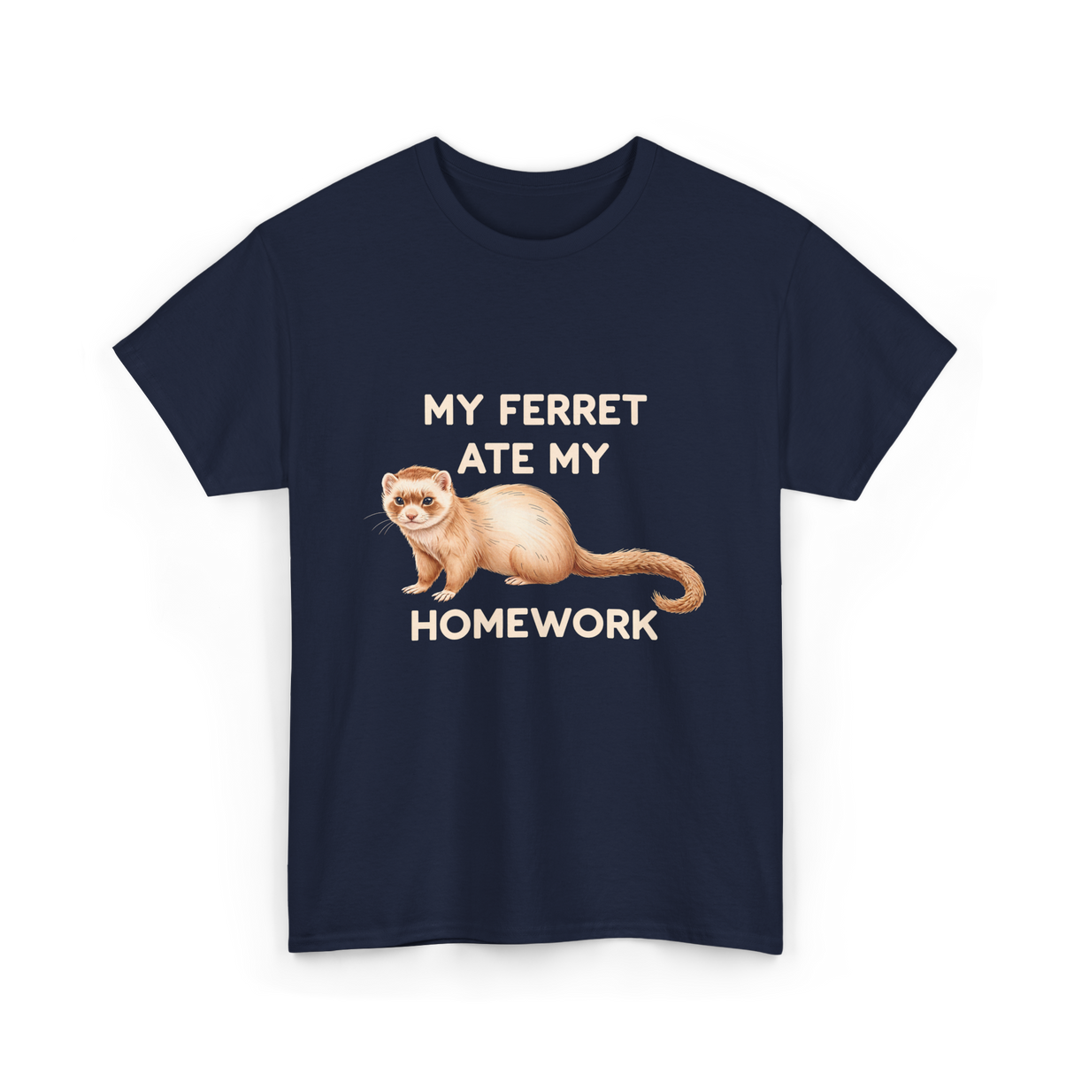My Ferret Ate My Homework Ferret T-Shirt - Navy