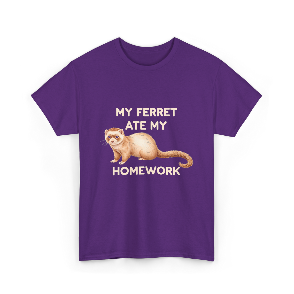 My Ferret Ate My Homework Ferret T-Shirt - Purple