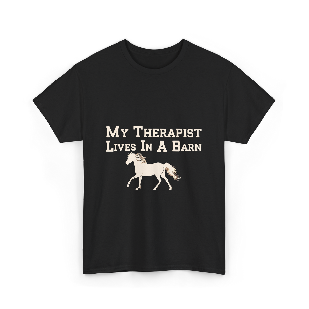 My Therapist Lives Horse Barn T-Shirt - Black