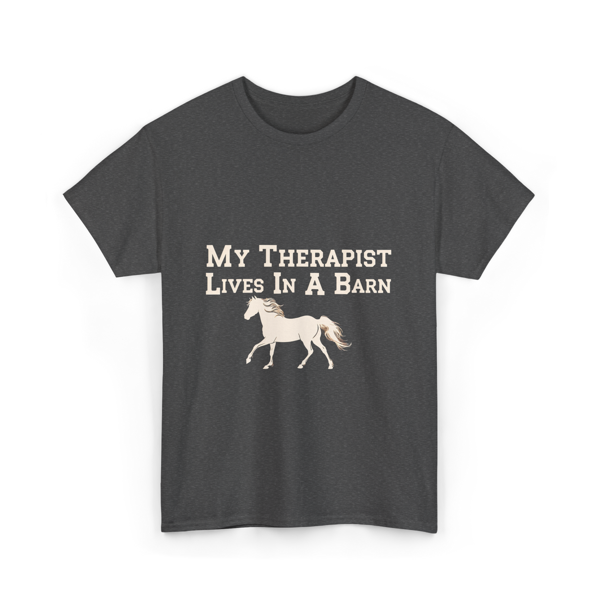 My Therapist Lives Horse Barn T-Shirt - Dark Heather