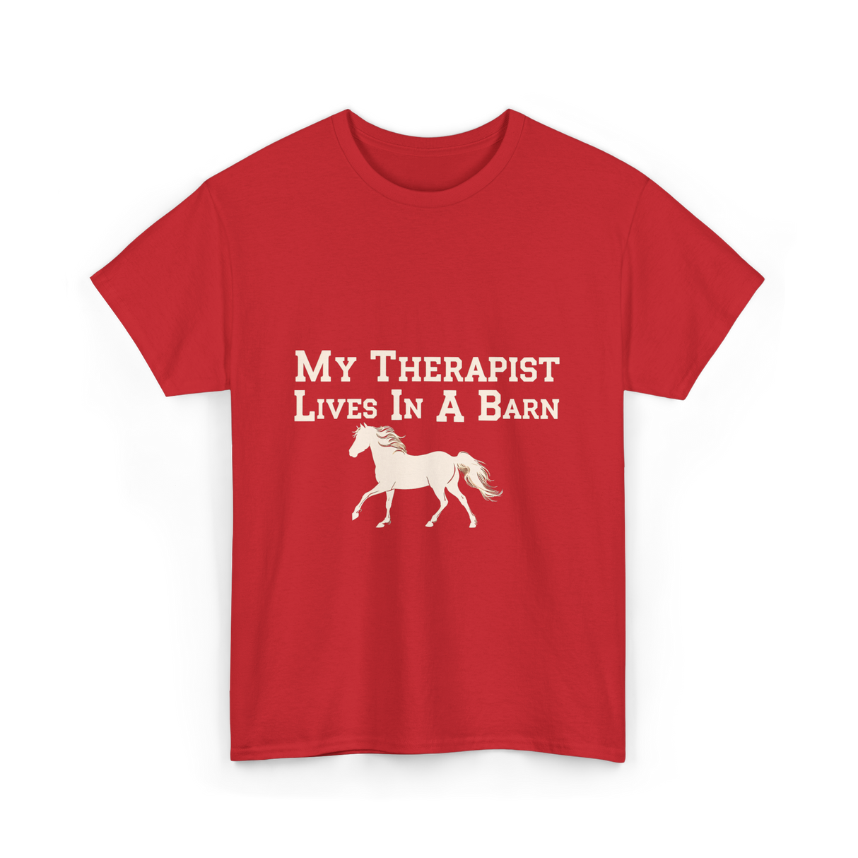 My Therapist Lives Horse Barn T-Shirt - Red