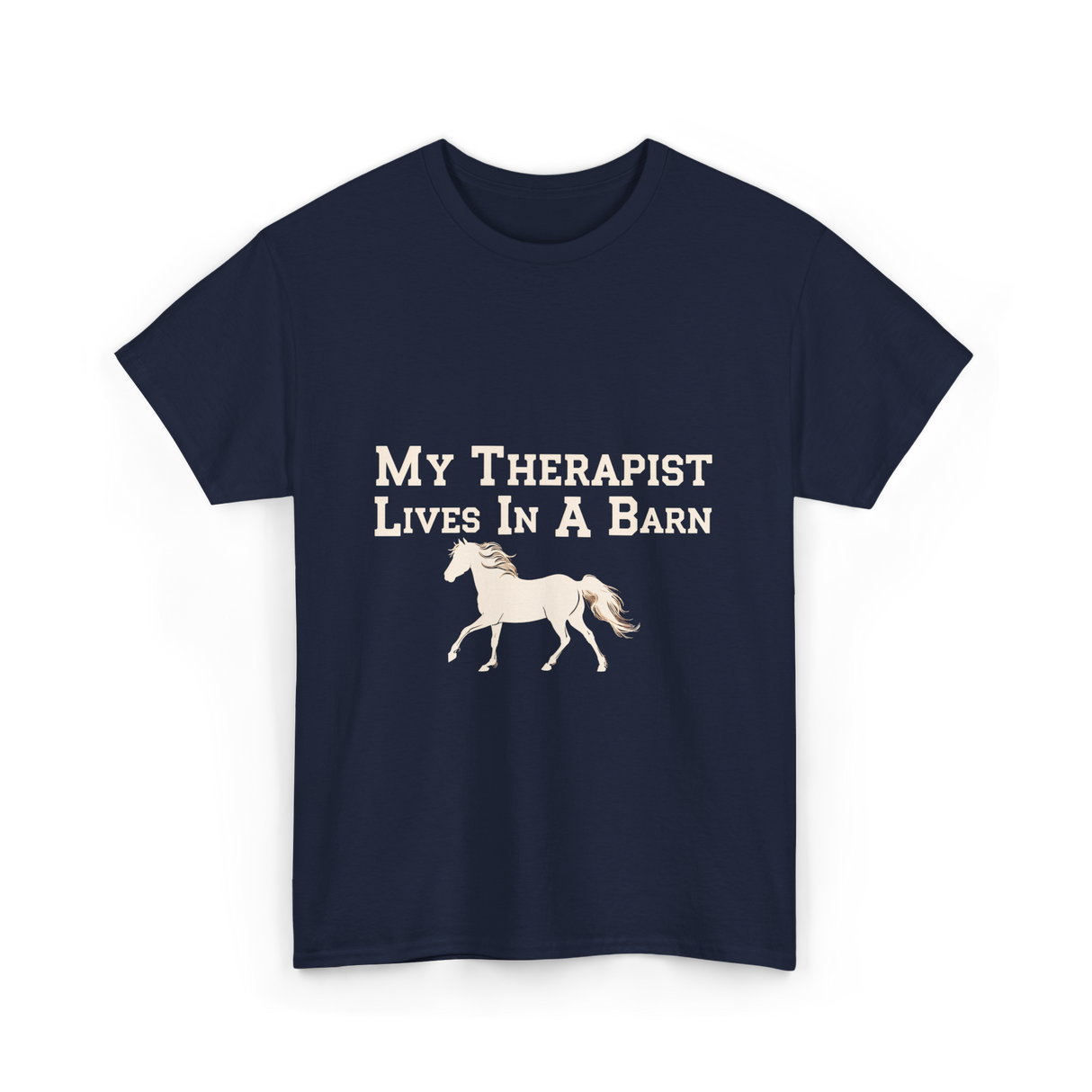 My Therapist Lives Horse Barn T-Shirt - Navy