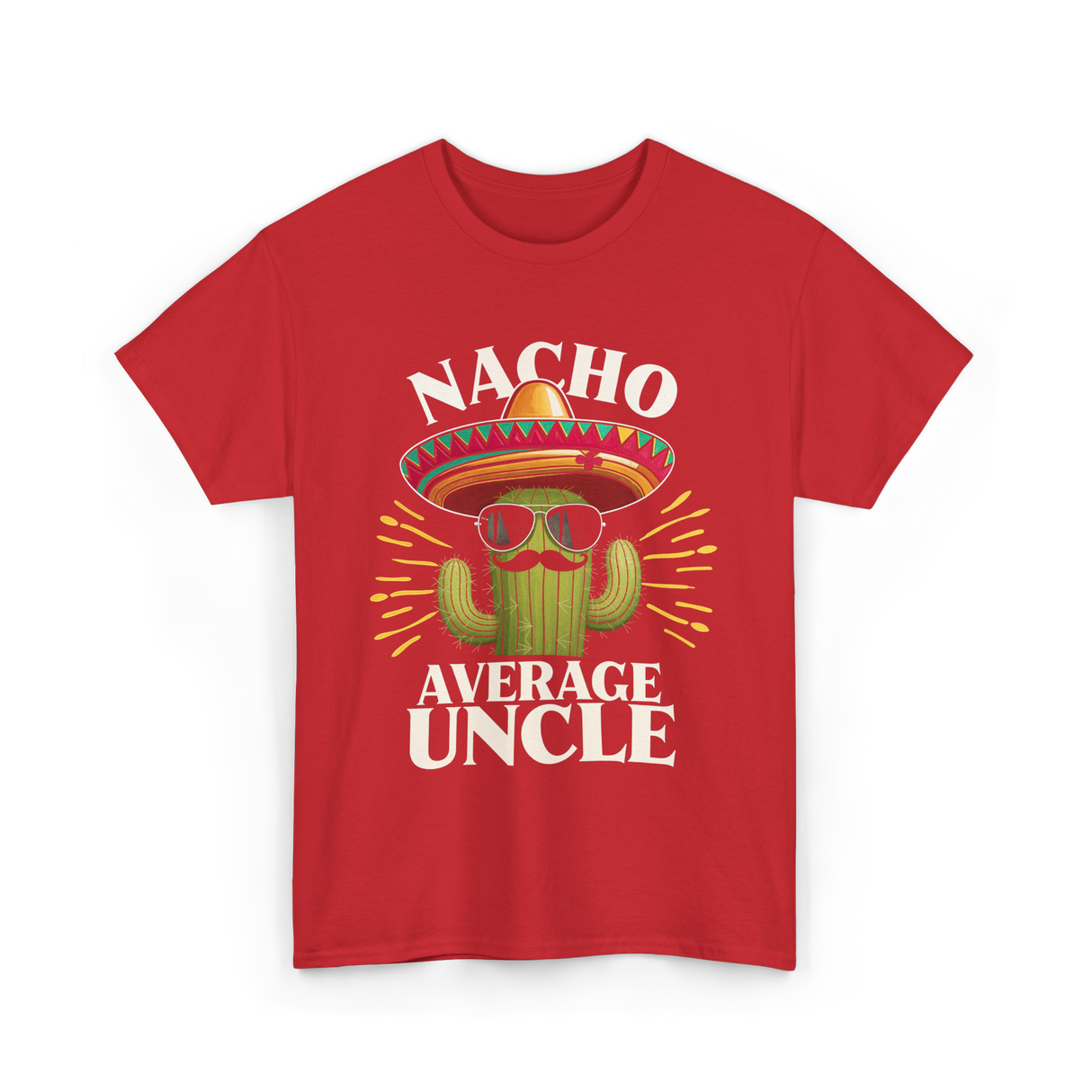 Nacho Average Uncle Cactus T-Shirt - Red