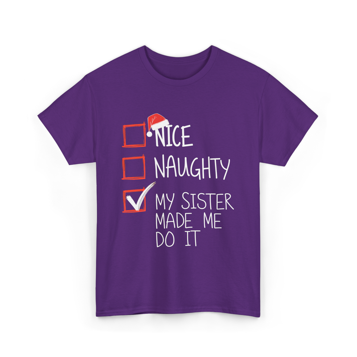 Nice Naughty My Sister Christmas T-Shirt - Purple