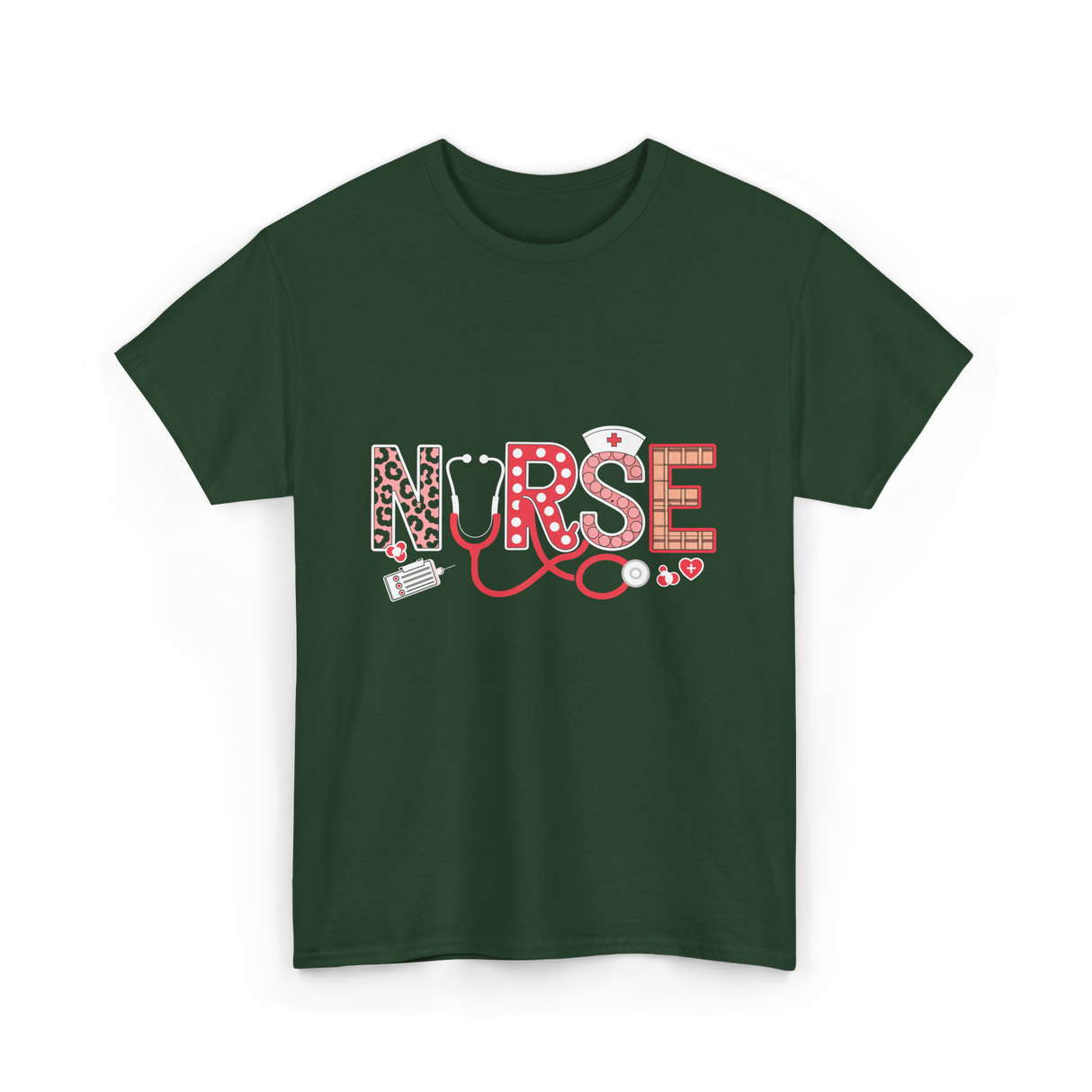 Nurse Stethoscope Life Nurses T-Shirt - Forest Green
