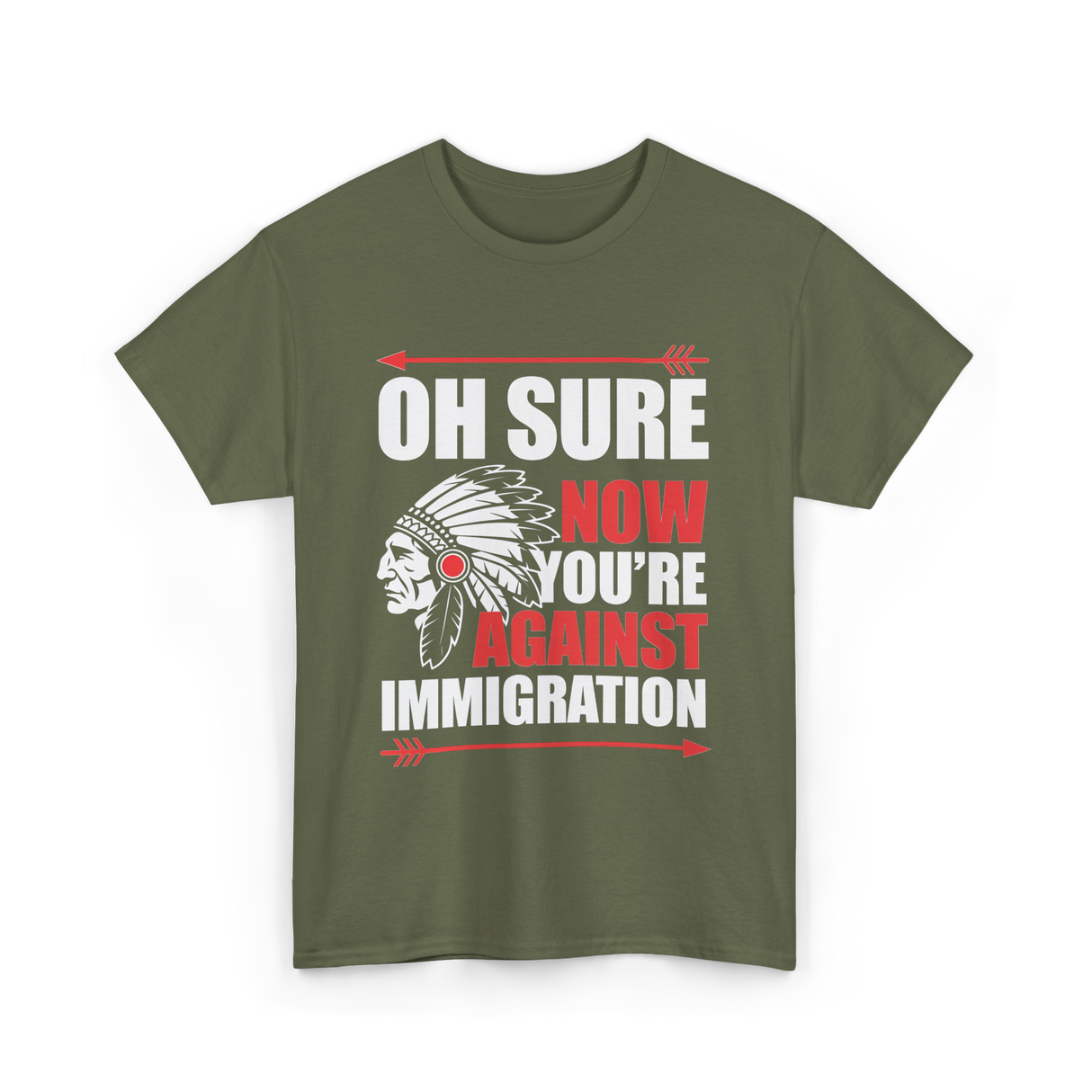 Oh Sure Now You're Immigration T-Shirt - Military Green
