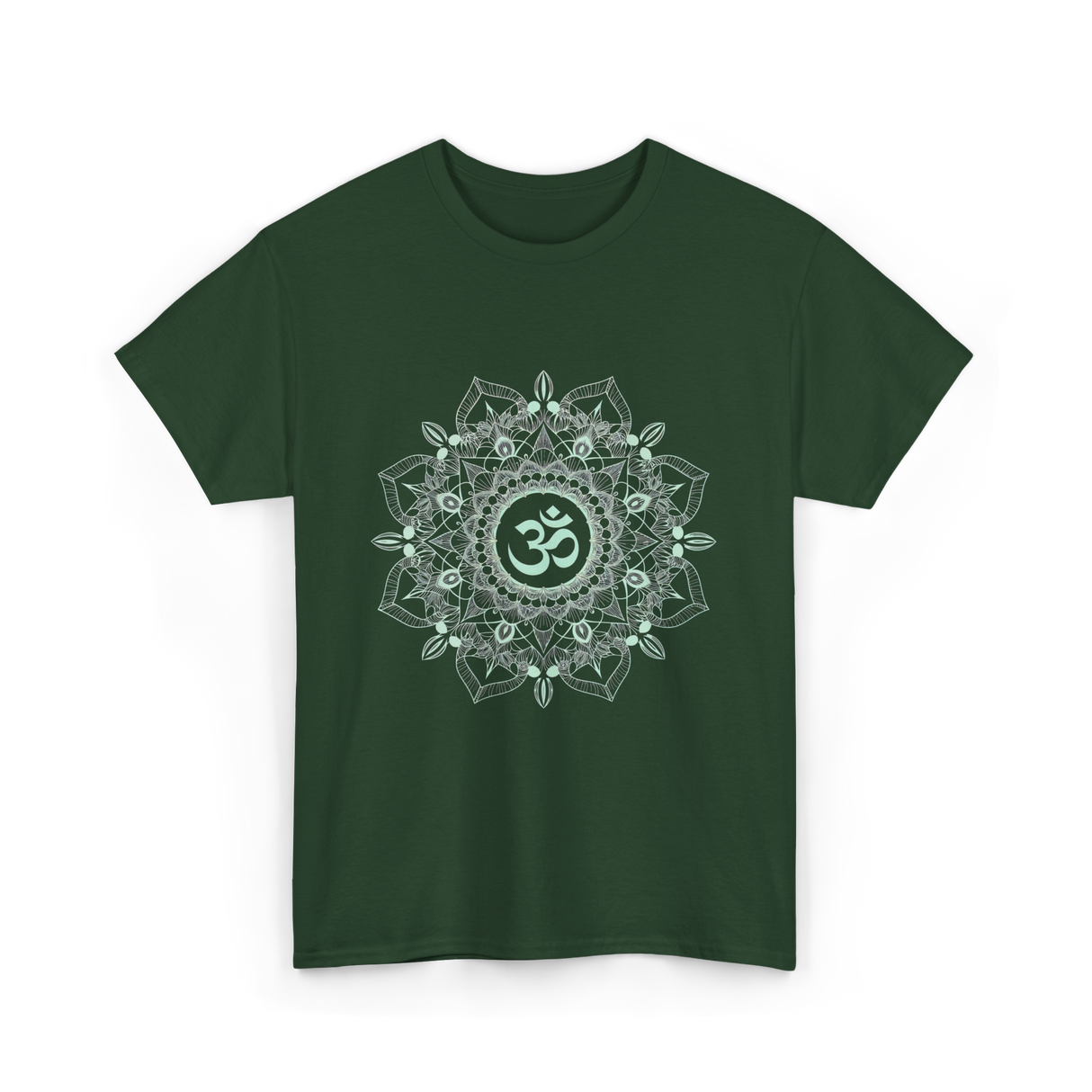 Om Meditation Mandala Design T-Shirt - Forest Green