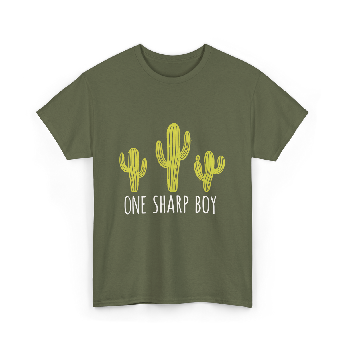 One Sharp Boy Cactus Cacti T-Shirt - Military Green
