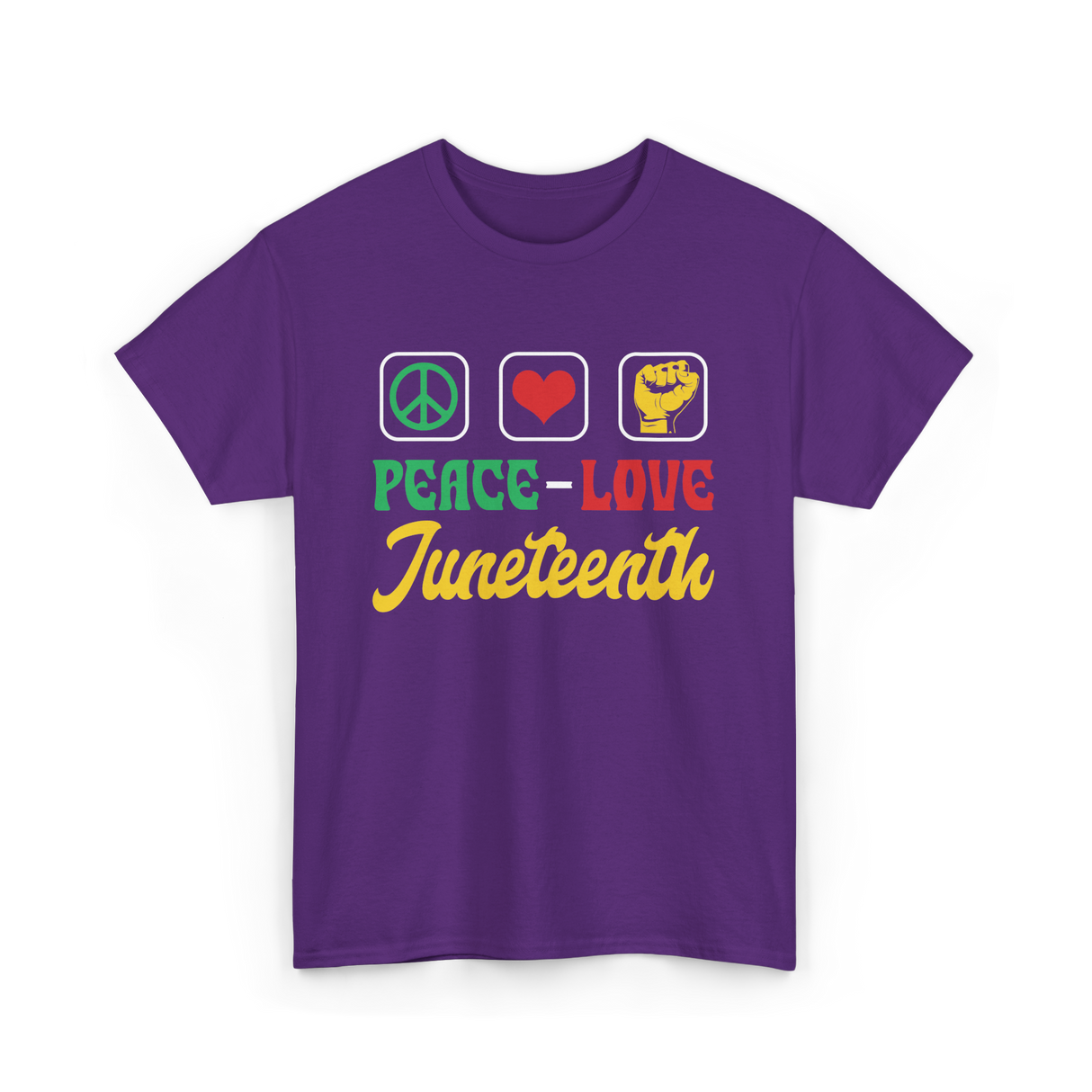 Peace Love Juneteenth T-Shirt - Purple
