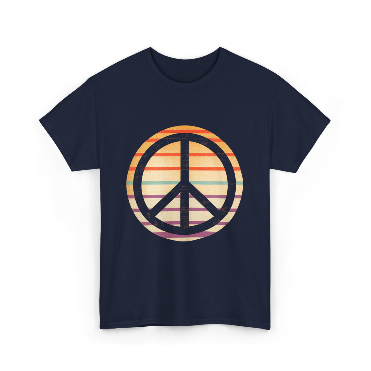 Peace Sign Retro Vibe T-Shirt - Navy