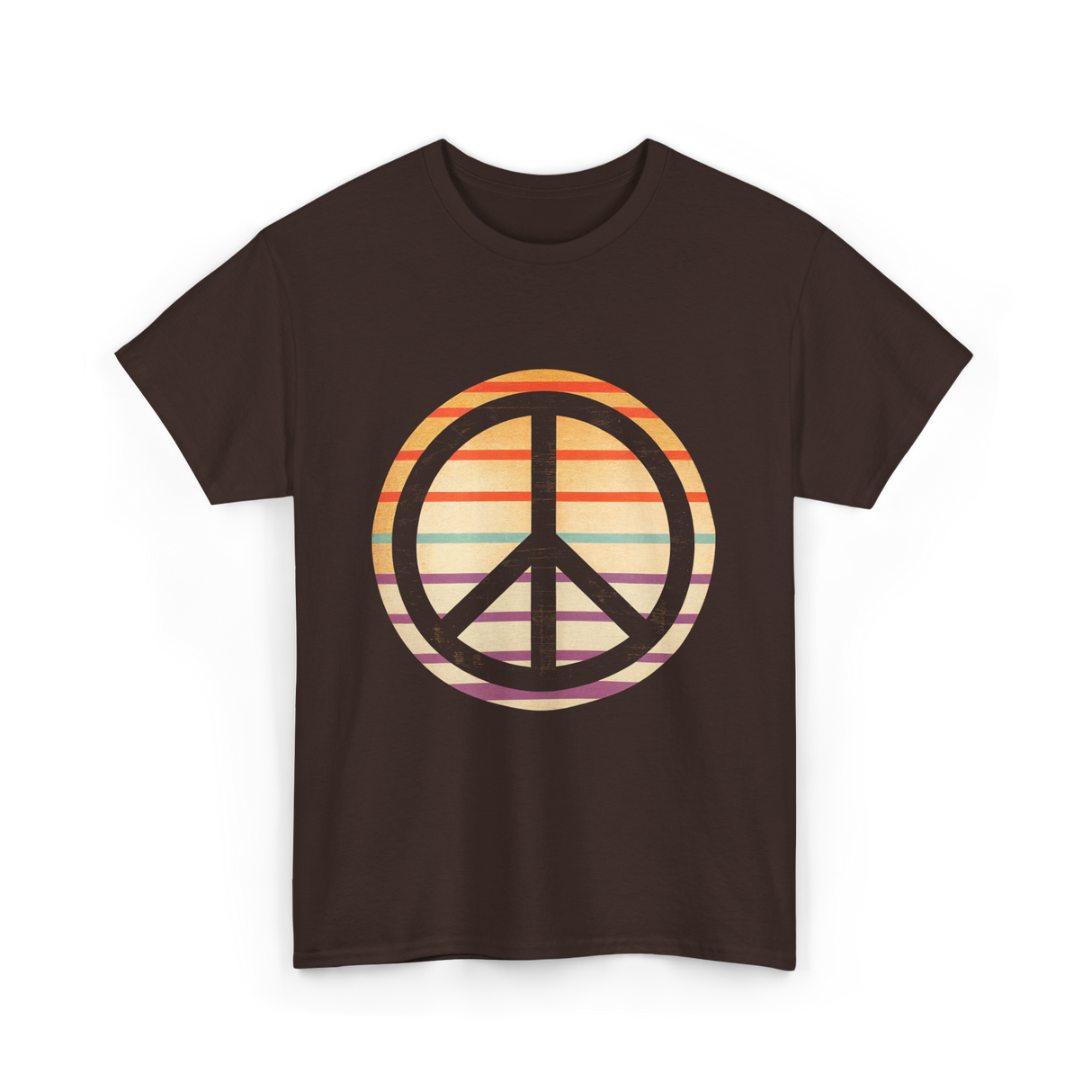 Peace Sign Retro Vibe T-Shirt - Dark Chocolate