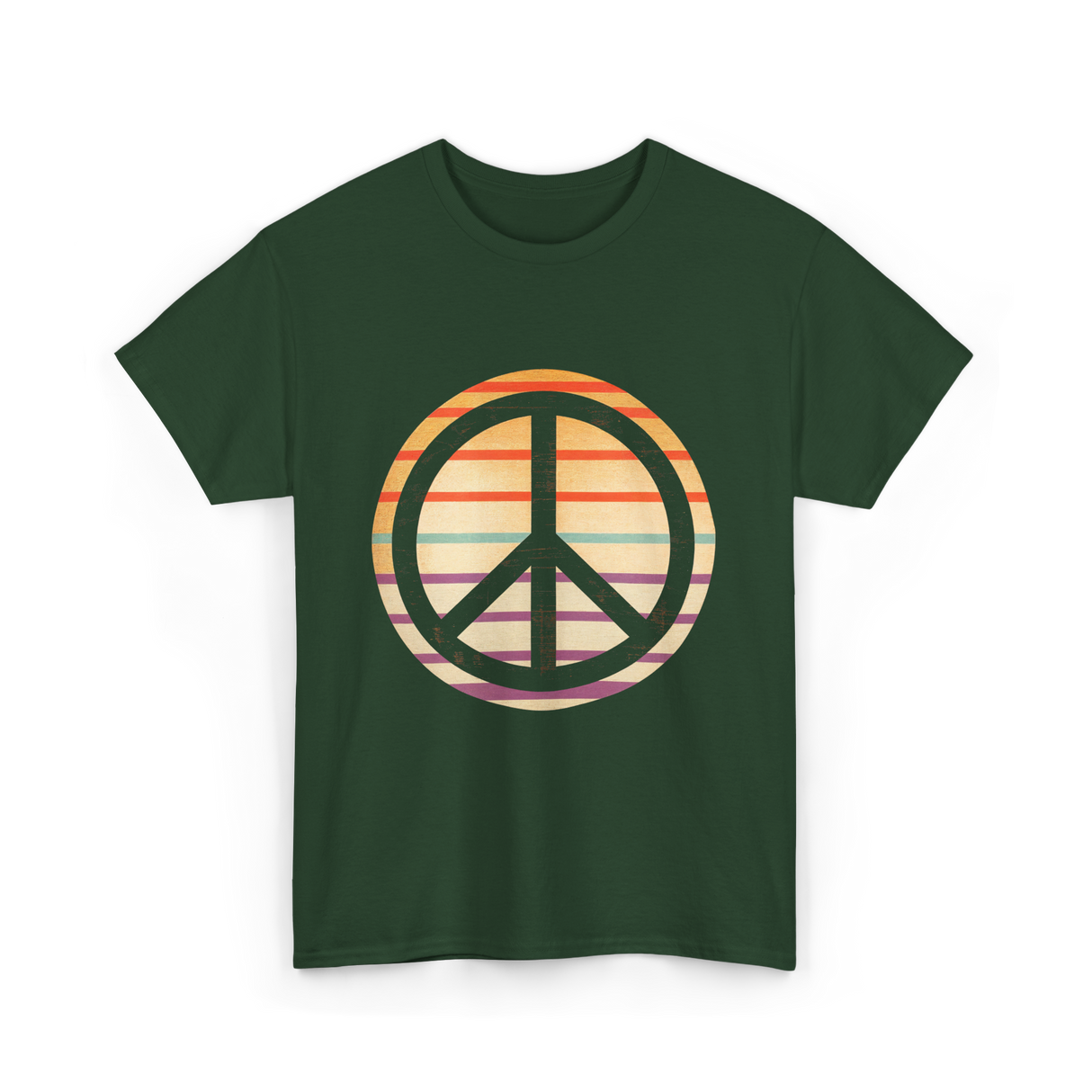 Peace Sign Retro Vibe T-Shirt - Forest Green