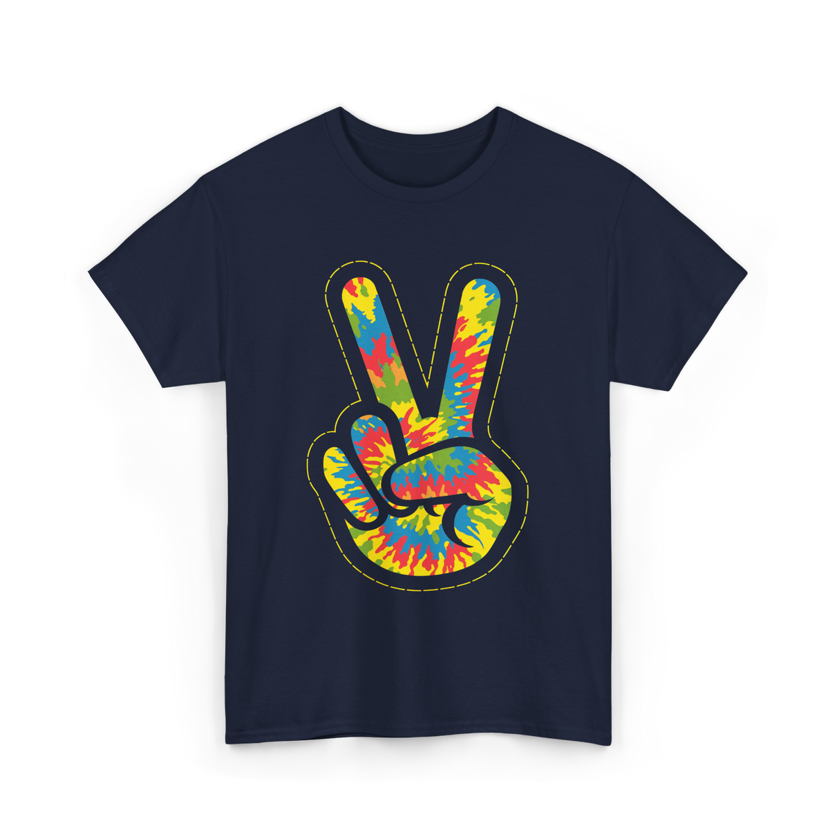 Peace Sign Tie Dye Hippie T-Shirt - Navy