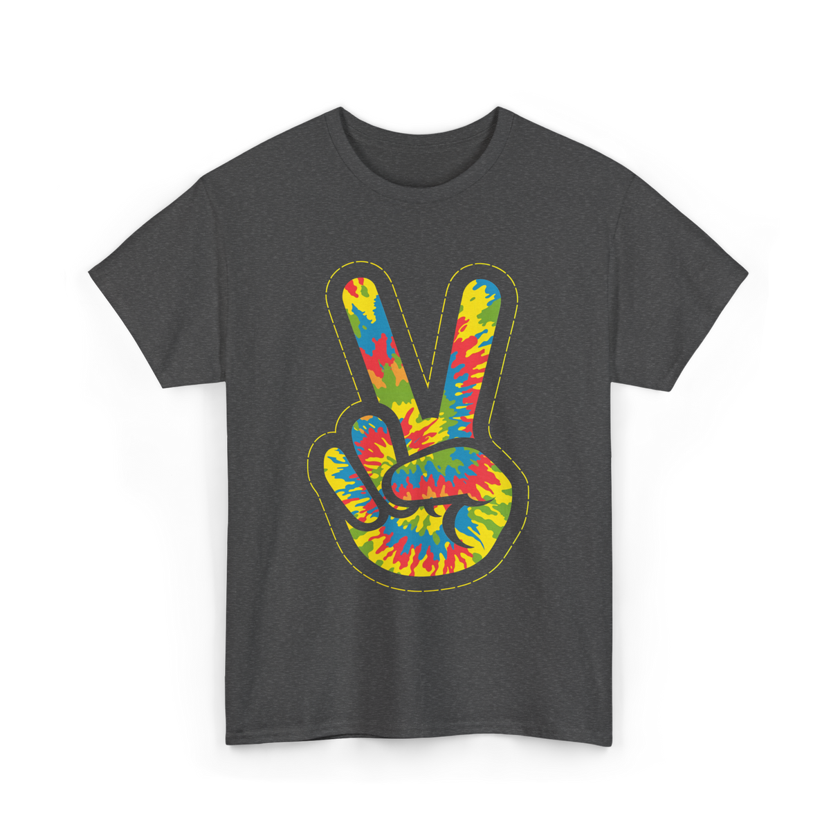 Peace Sign Tie Dye Hippie T-Shirt - Dark Heather