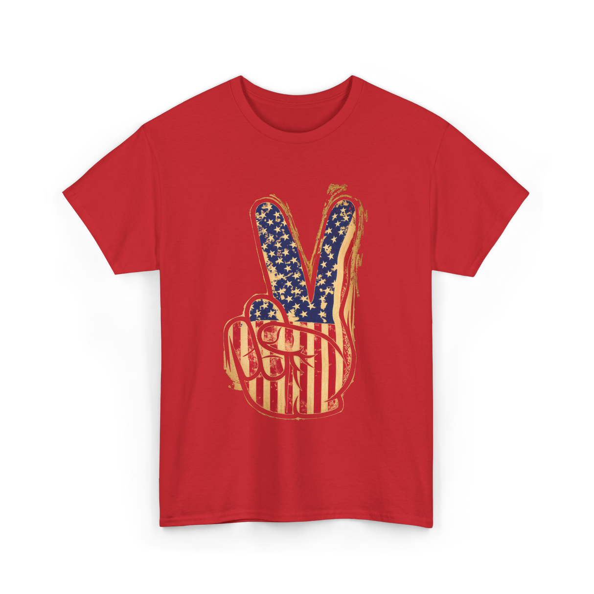 Peace Sign Vintage American T-Shirt - Red