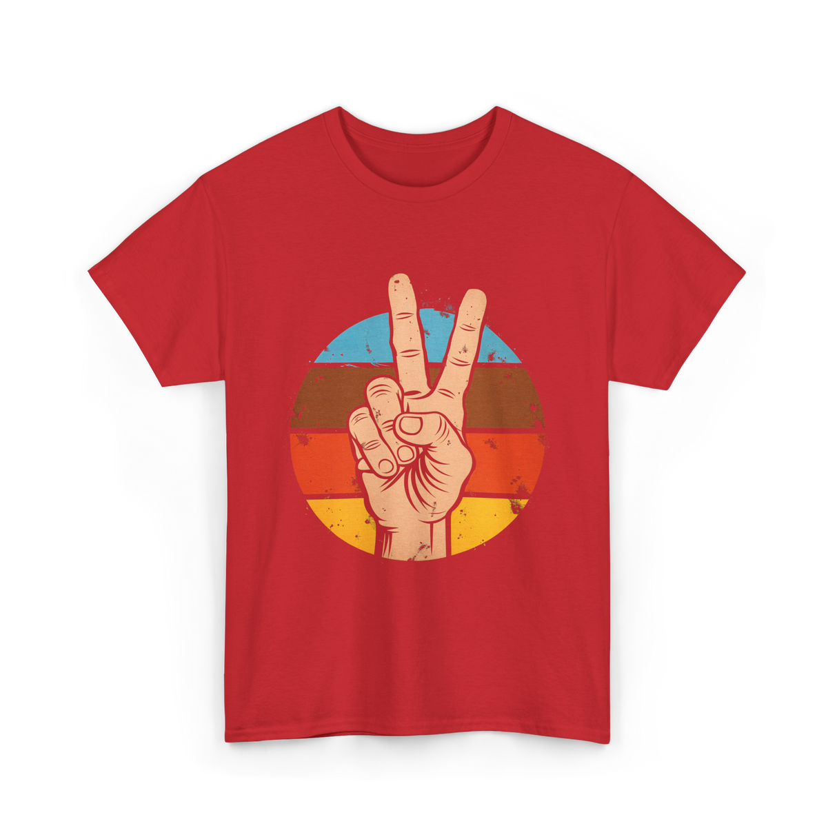 Peace Sign Vintage Hippie T-Shirt - Red