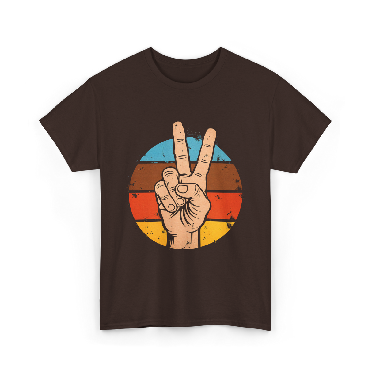Peace Sign Vintage Hippie T-Shirt - Dark Chocolate