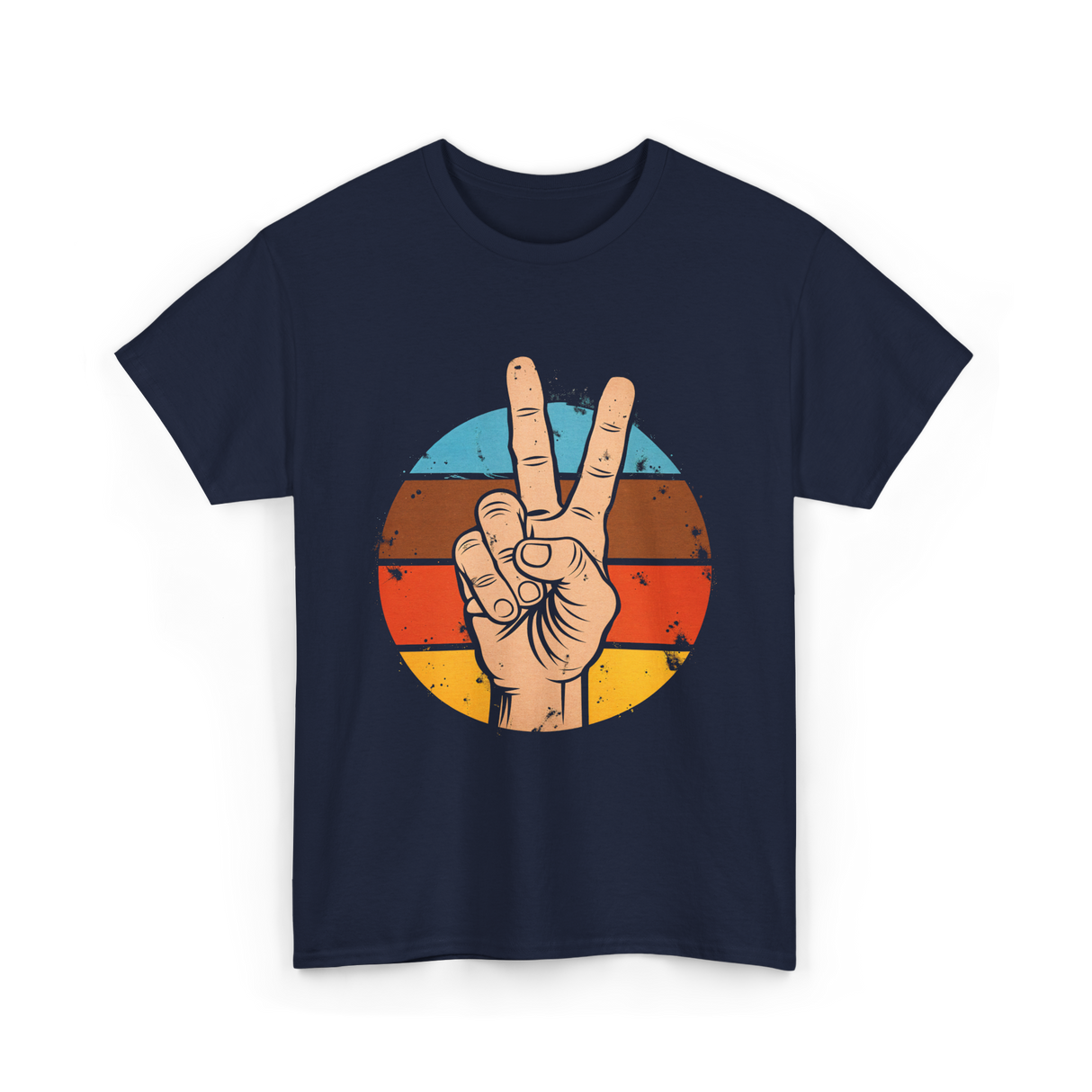 Peace Sign Vintage Hippie T-Shirt - Navy