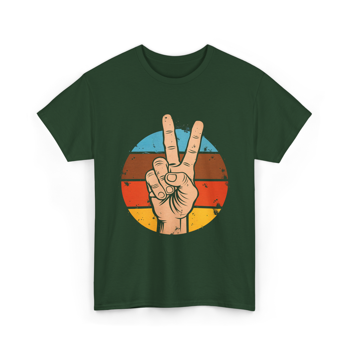 Peace Sign Vintage Hippie T-Shirt - Forest Green