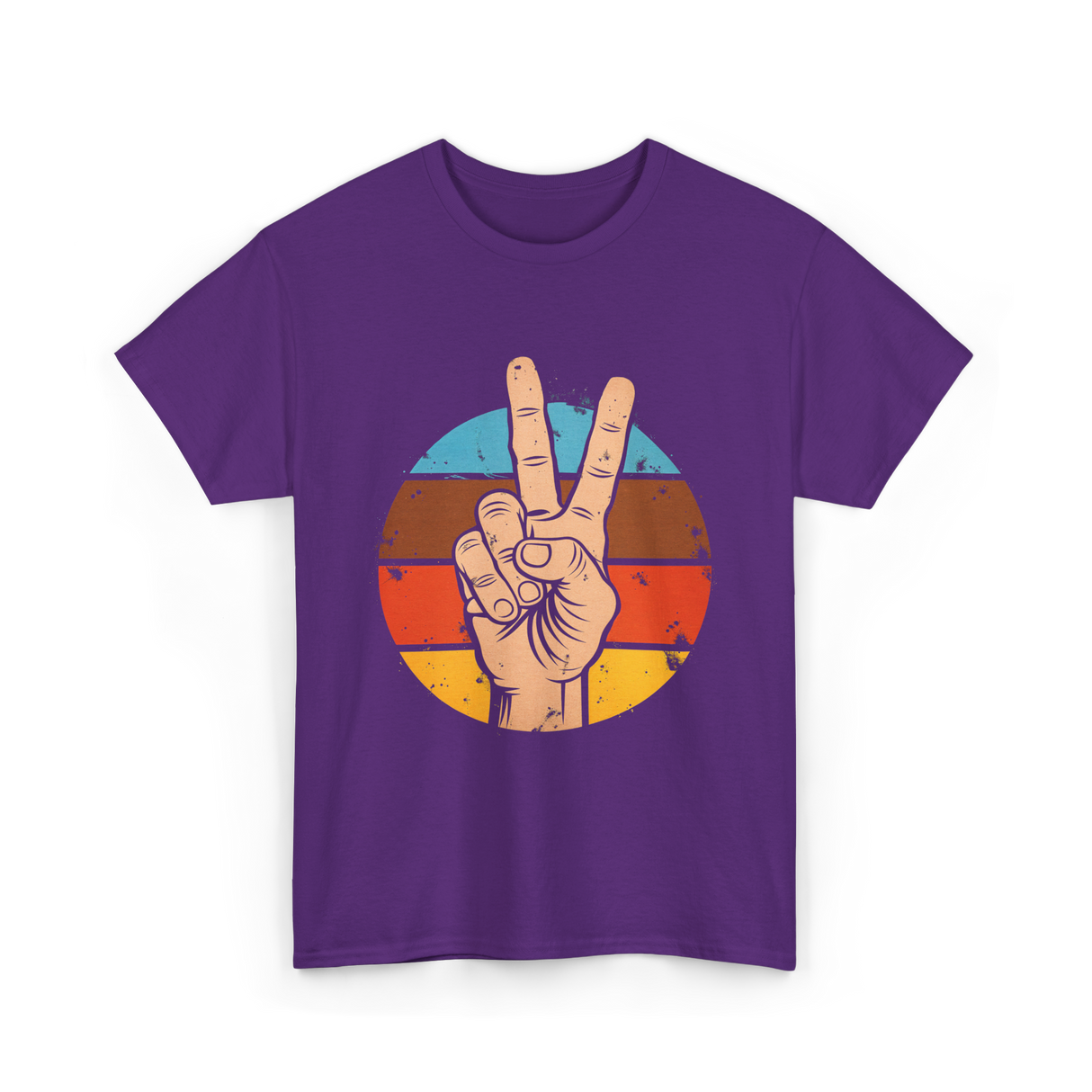 Peace Sign Vintage Hippie T-Shirt - Purple