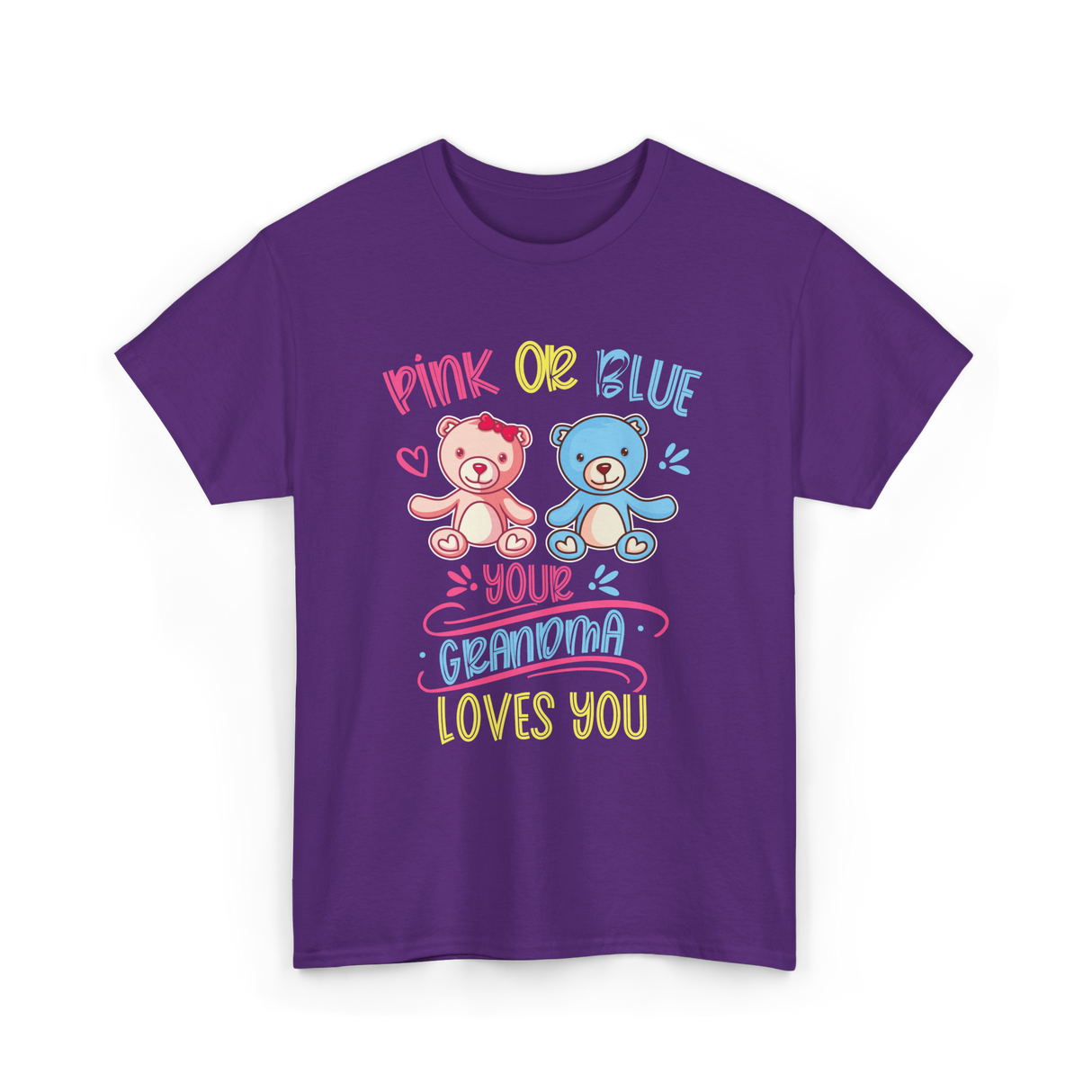 Pink Or Blue Grandma Loves You T-Shirt - Purple