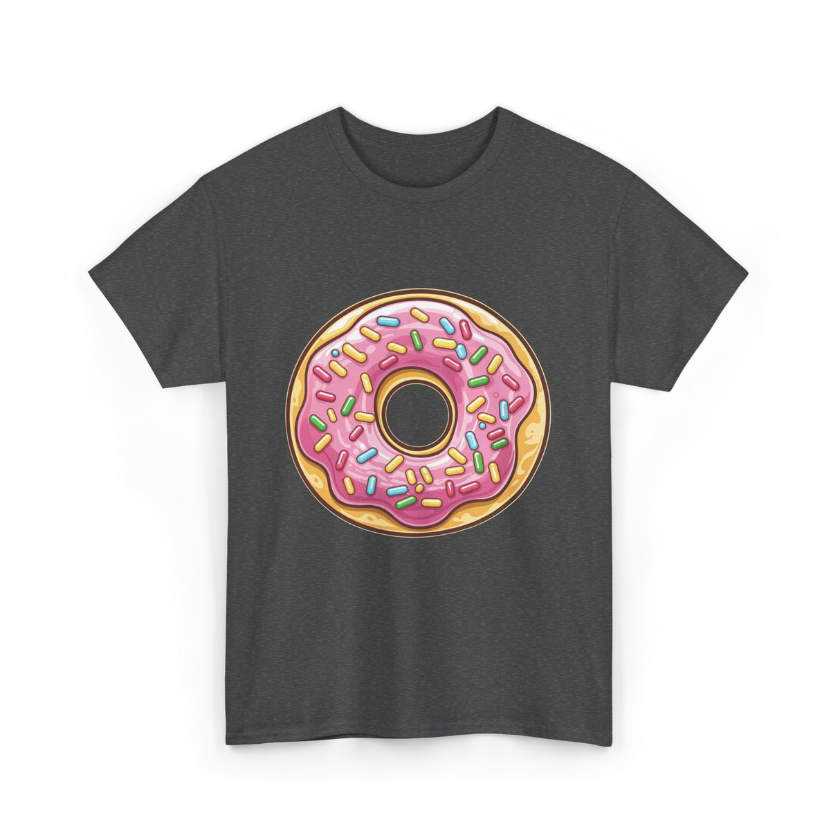 Pink Sprinkled Donut Dessert T-Shirt - Dark Heather
