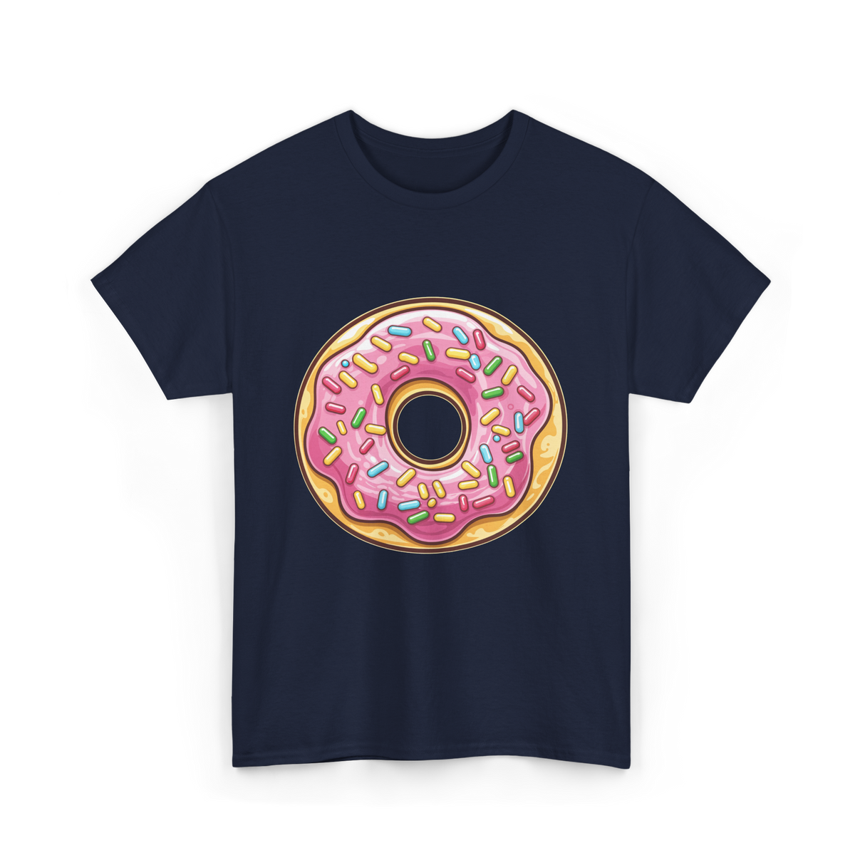 Pink Sprinkled Donut Dessert T-Shirt - Navy