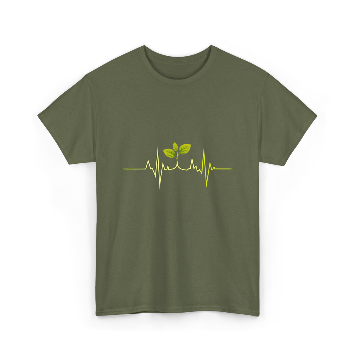 Plant Heartbeat Botany Gardener T-Shirt - Military Green