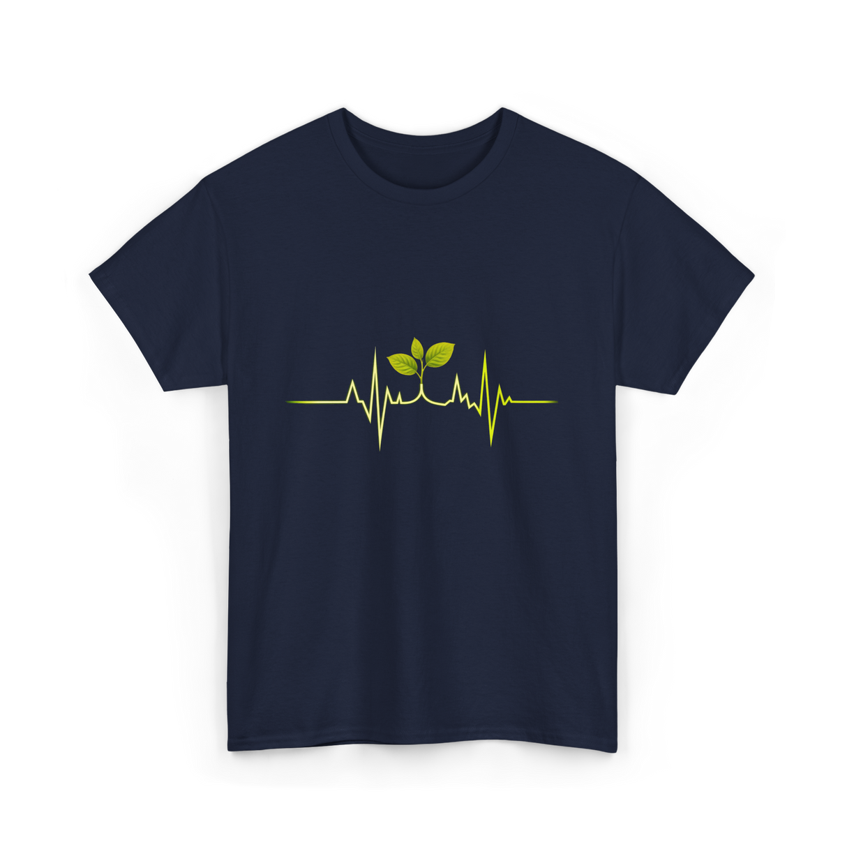 Plant Heartbeat Botany Gardener T-Shirt - Navy