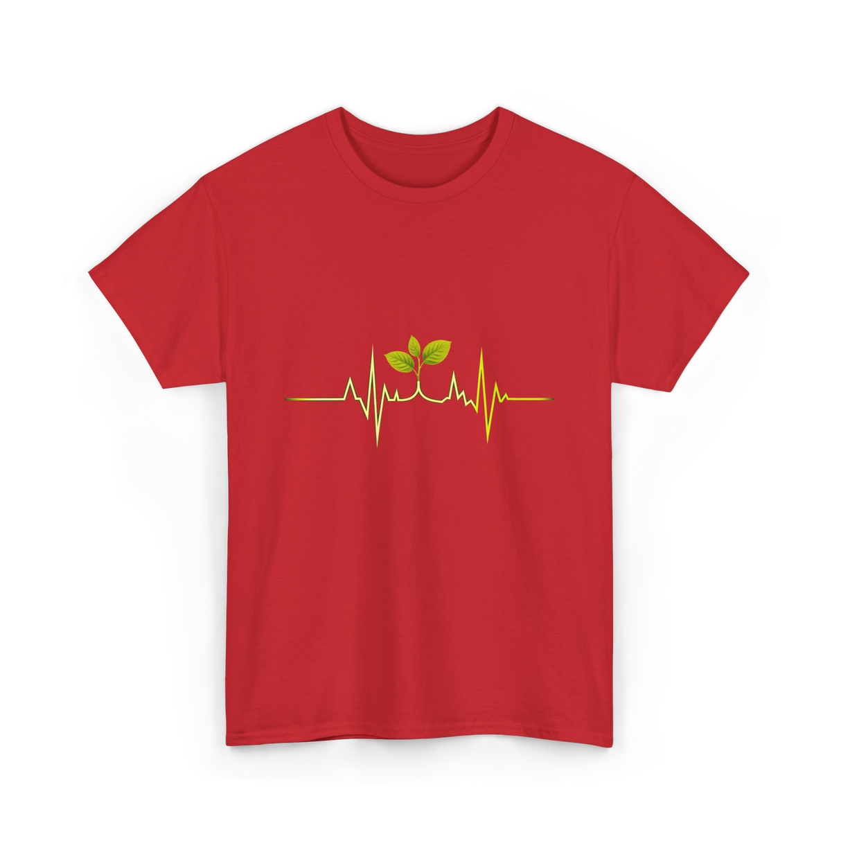 Plant Heartbeat Botany Gardener T-Shirt - Red