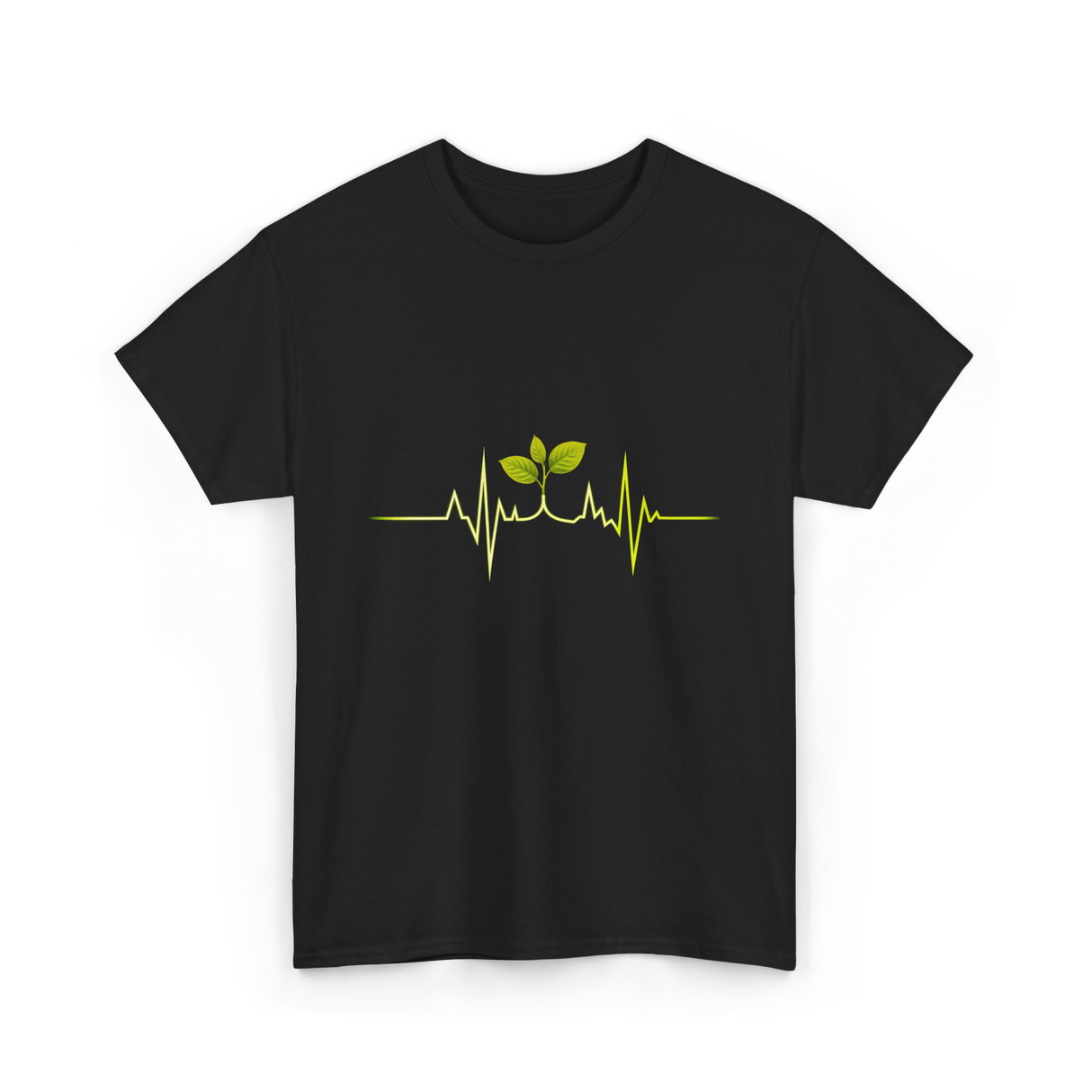 Plant Heartbeat Botany Gardener T-Shirt - Black