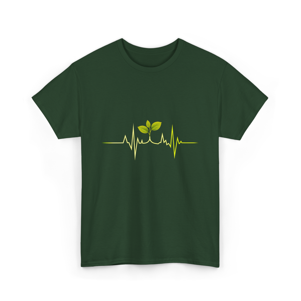 Plant Heartbeat Botany Gardener T-Shirt - Forest Green