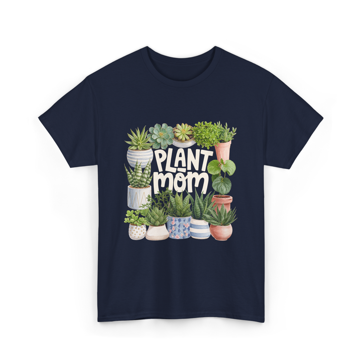 Plant Mom Plants Greenery T-Shirt - Navy