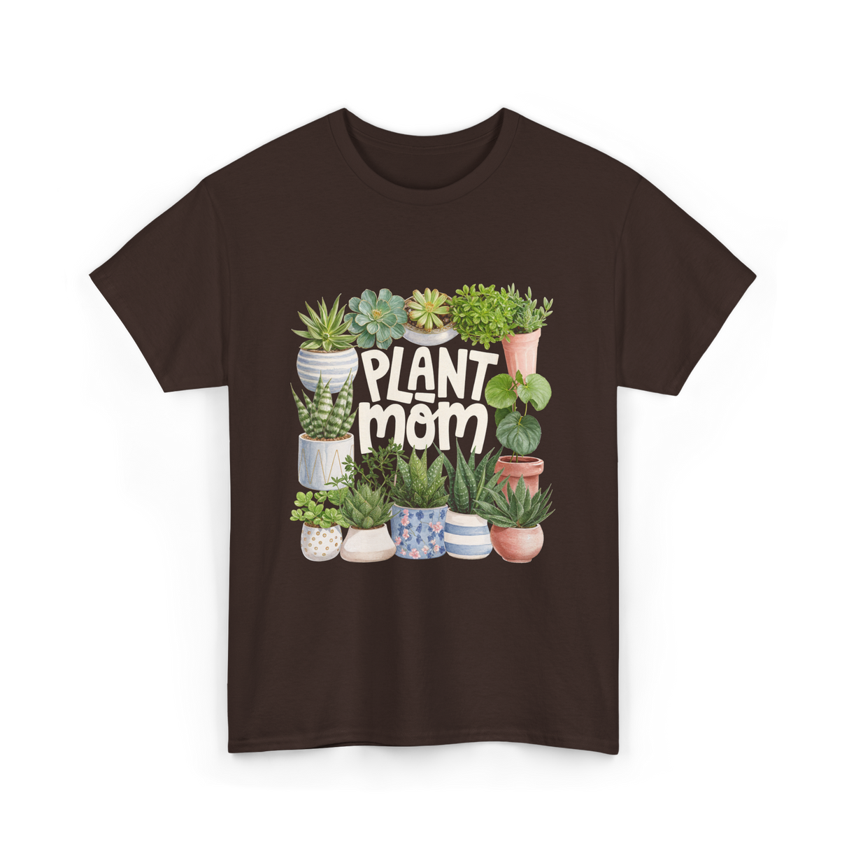 Plant Mom Plants Greenery T-Shirt - Dark Chocolate