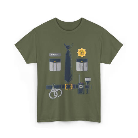 Police Officer Costume Police Gear T-Shirt - Military Green