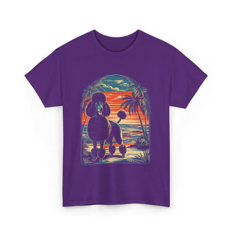Poodle Sunset Vintage Dog T-Shirt - Purple
