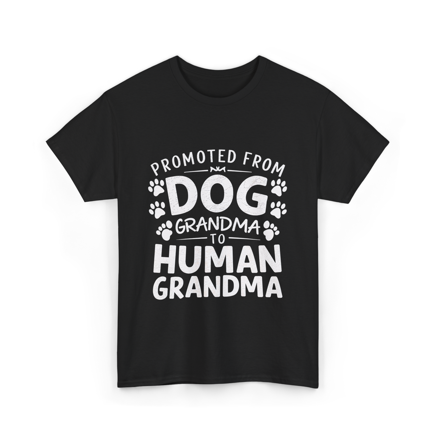 Promoted From Dog Grandma Human Grandma T-Shirt - Black