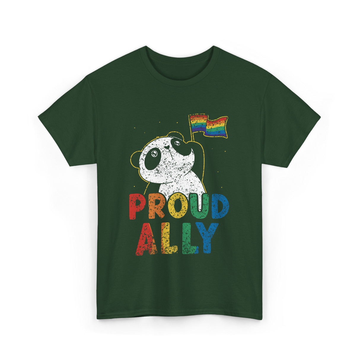 Proud Ally Panda Pride T-Shirt - Forest Green