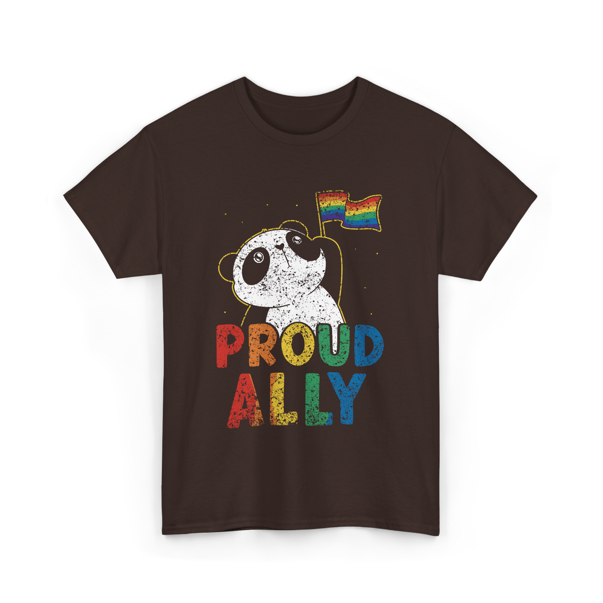 Proud Ally Panda Pride T-Shirt - Dark Chocolate