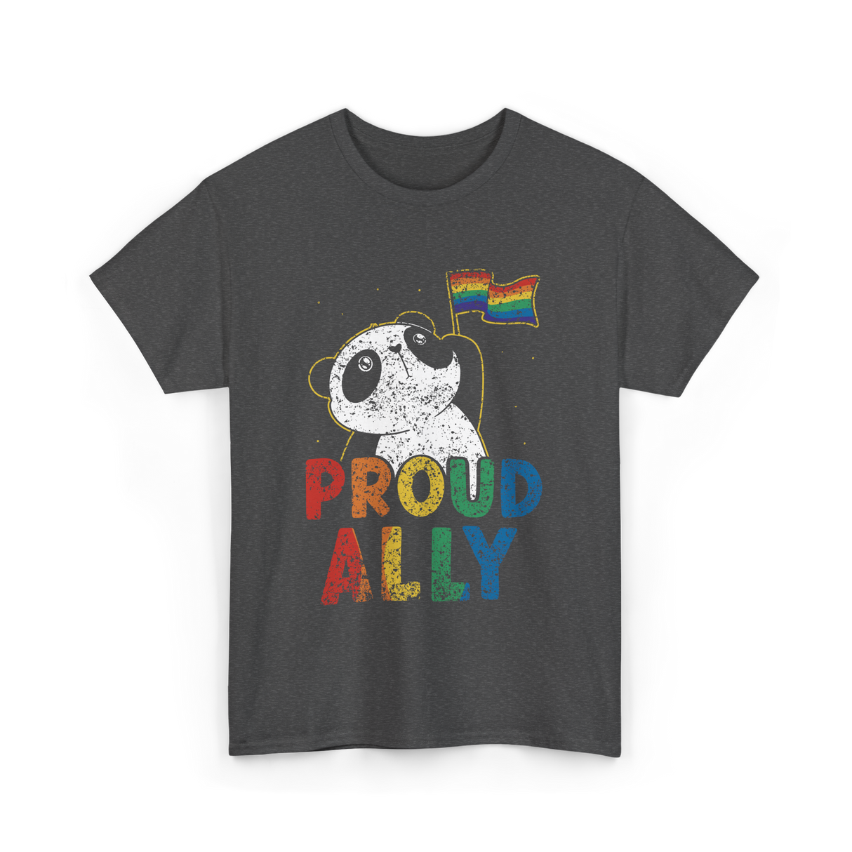Proud Ally Panda Pride T-Shirt - Dark Heather