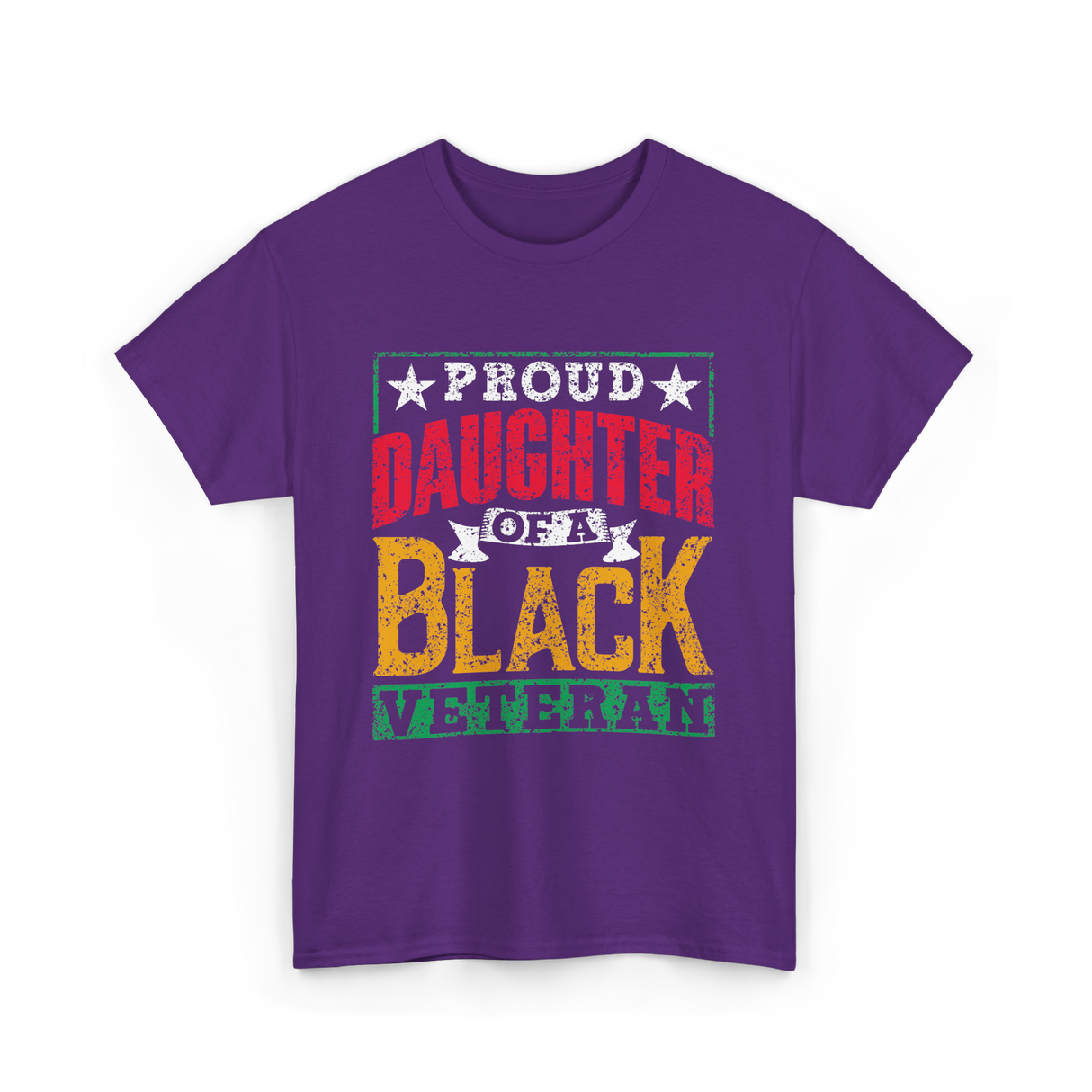 Proud Daughter Black Veteran Military T-Shirt - Purple