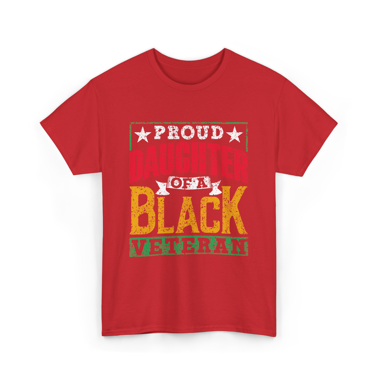 Proud Daughter Black Veteran Military T-Shirt - Red