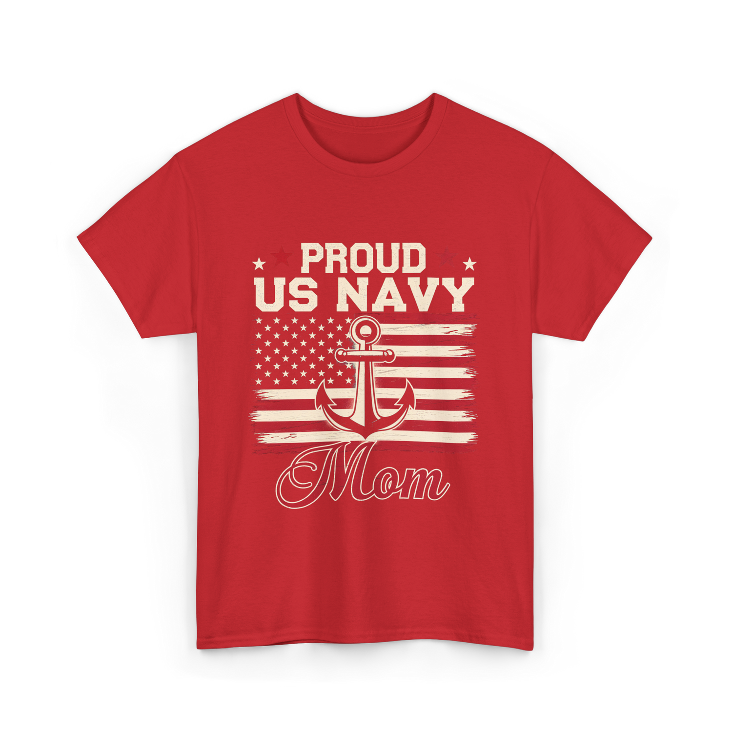 Proud US Navy Mom Navy Veteran T-Shirt - Red